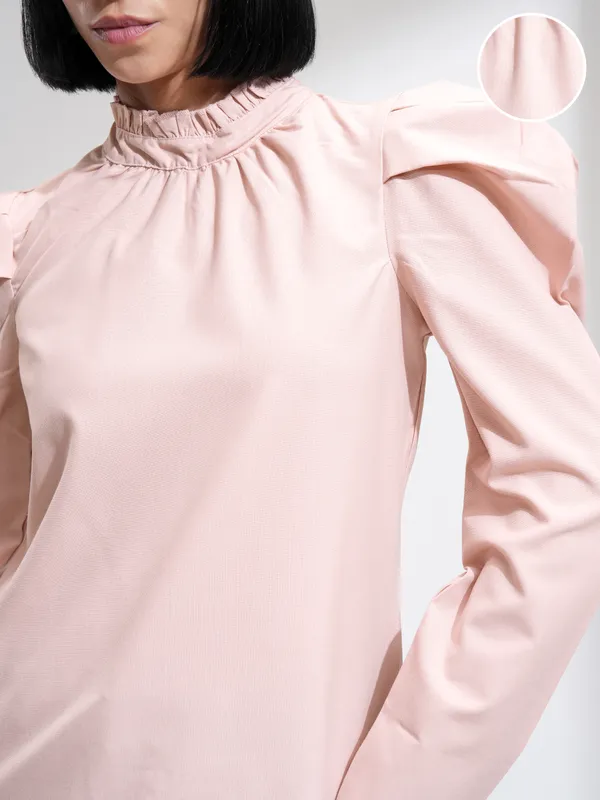 Tokyo Talkies Women Peach Solid Regular Top