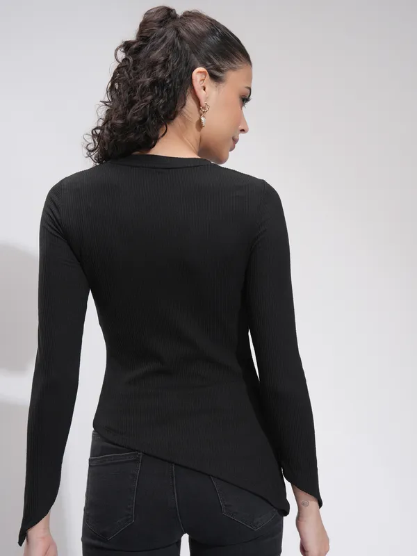 Tokyo Talkies Women Black Solid Regular Top