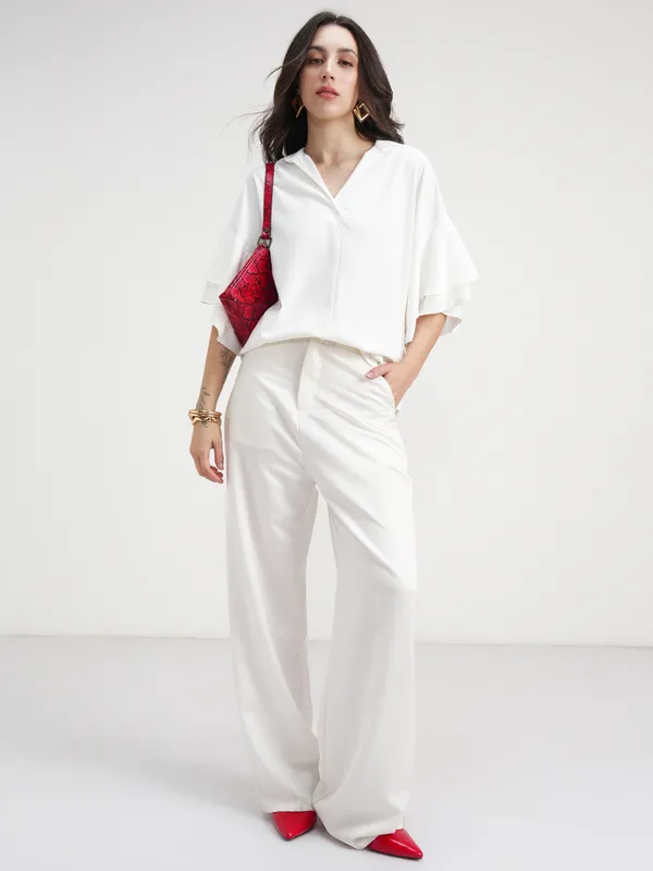 Tokyo Talkies Women White Solid Regular Top