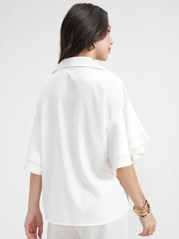 Tokyo Talkies Women White Solid Regular Top