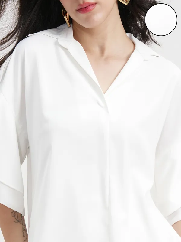 Tokyo Talkies Women White Solid Regular Top