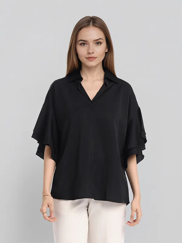 Chic By Tokyo Talkies Women Black Solid Regular Top