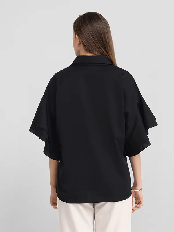 Chic By Tokyo Talkies Women Black Solid Regular Top