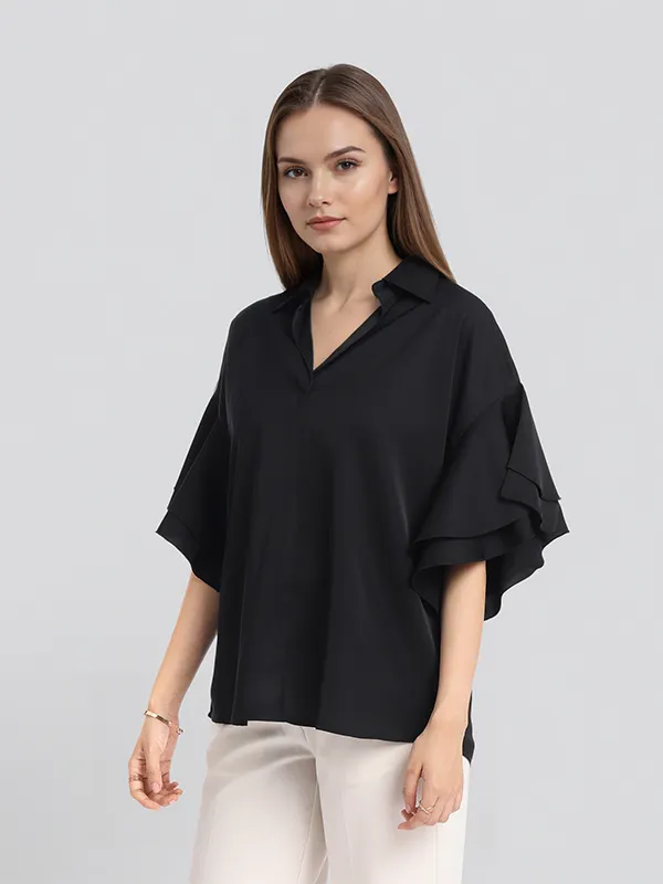 Chic By Tokyo Talkies Women Black Solid Regular Top
