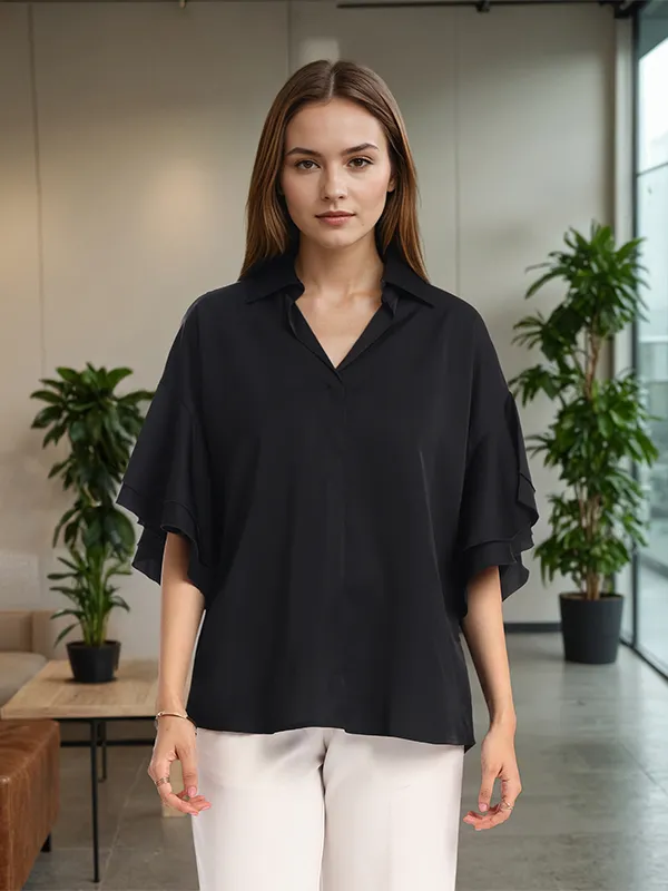 Chic By Tokyo Talkies Women Black Solid Regular Top