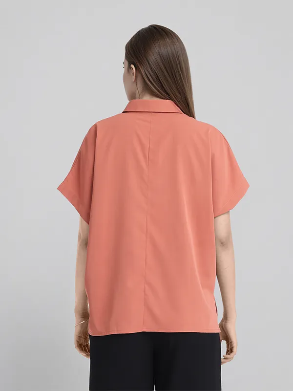 Chic By Tokyo Talkies Women Peach Solid Regular Top