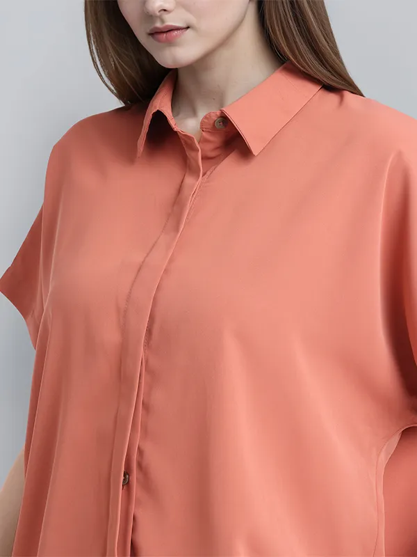 Chic By Tokyo Talkies Women Peach Solid Regular Top