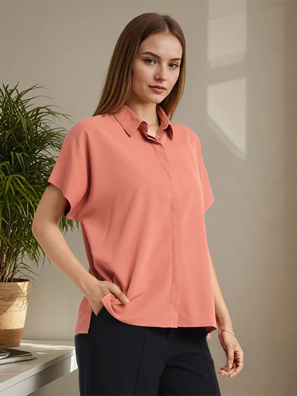 Chic By Tokyo Talkies Women Peach Solid Regular Top