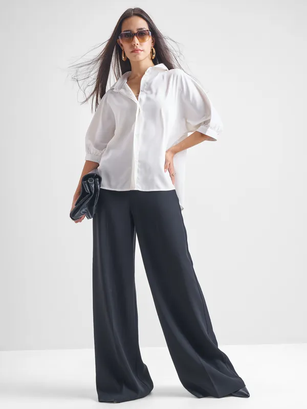 Tokyo Talkies Women White Solid Regular Top