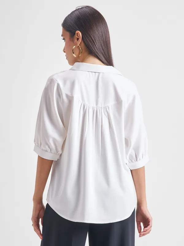 Tokyo Talkies Women White Solid Regular Top