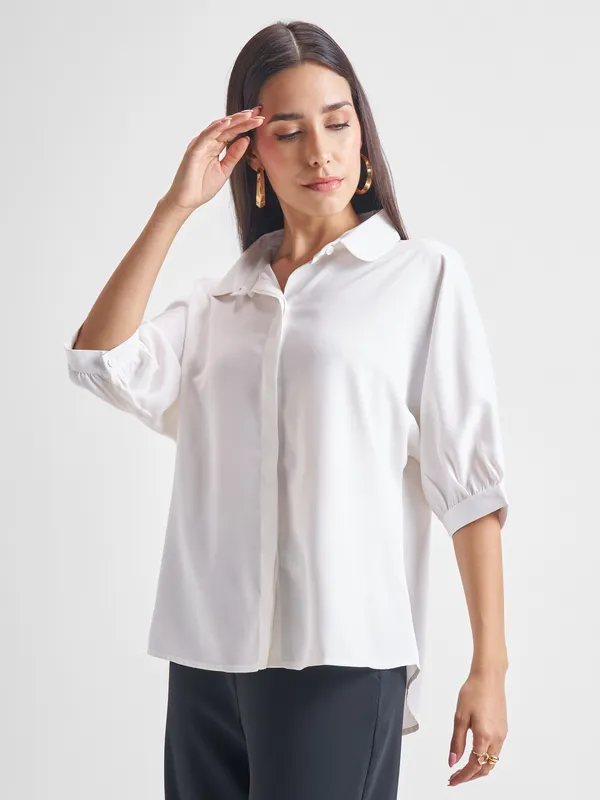 Tokyo Talkies Women White Solid Regular Top