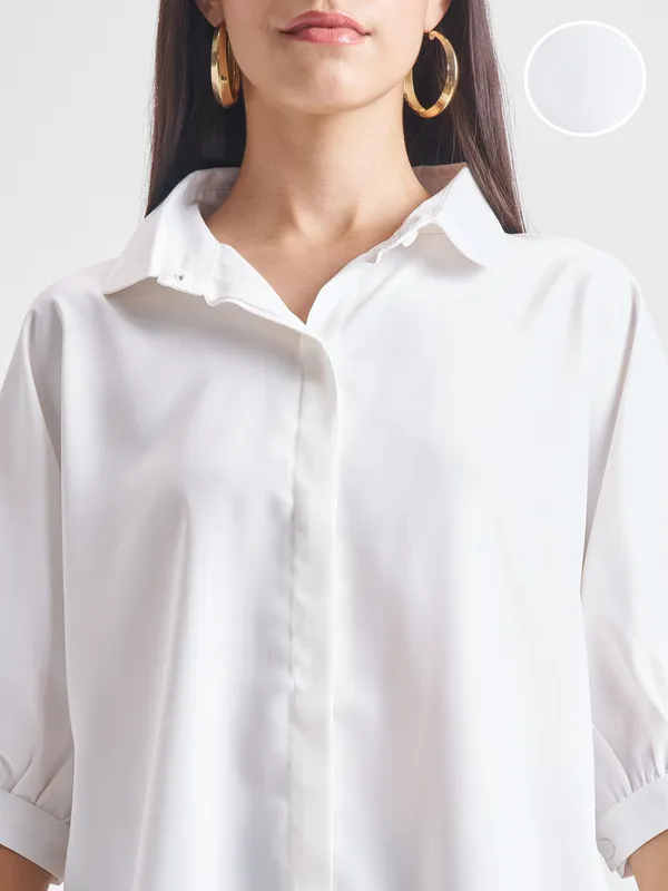 Tokyo Talkies Women White Solid Regular Top