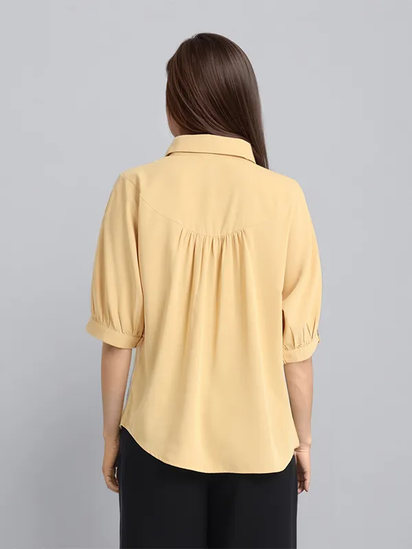 Chic By Tokyo Talkies Women Mustard Solid Regular Top