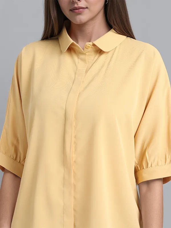Chic By Tokyo Talkies Women Mustard Solid Regular Top