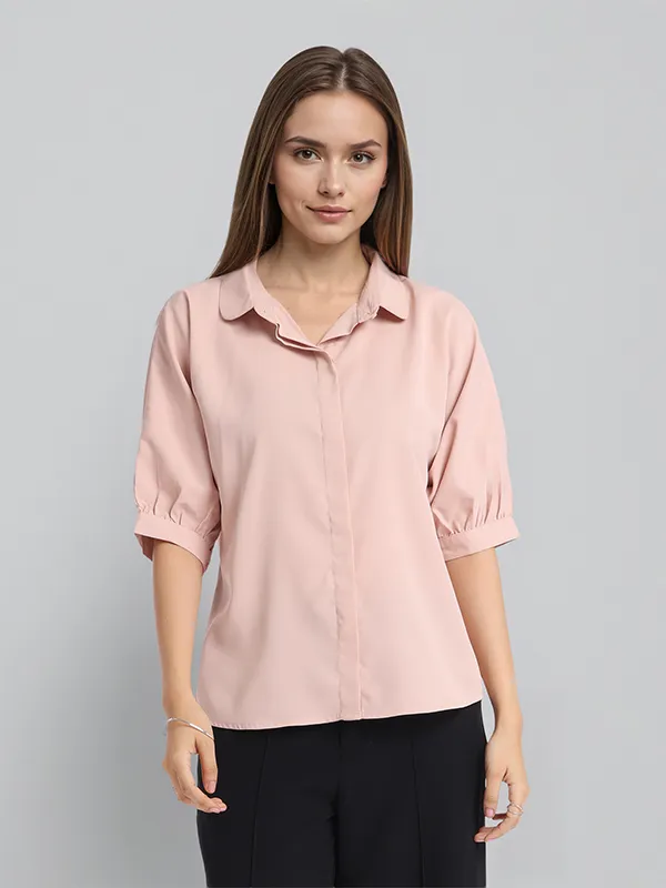 Chic By Tokyo Talkies Women Pink Solid Regular Top