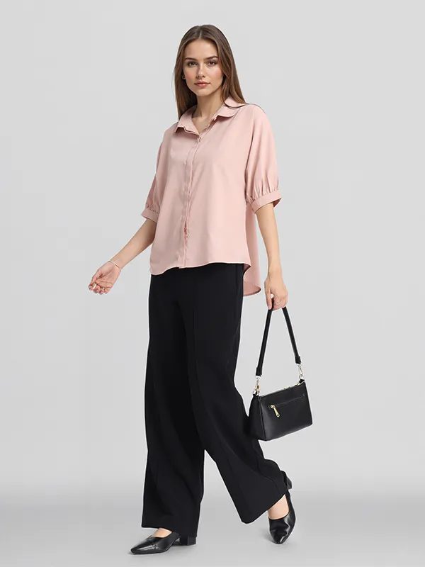 Chic By Tokyo Talkies Women Pink Solid Regular Top