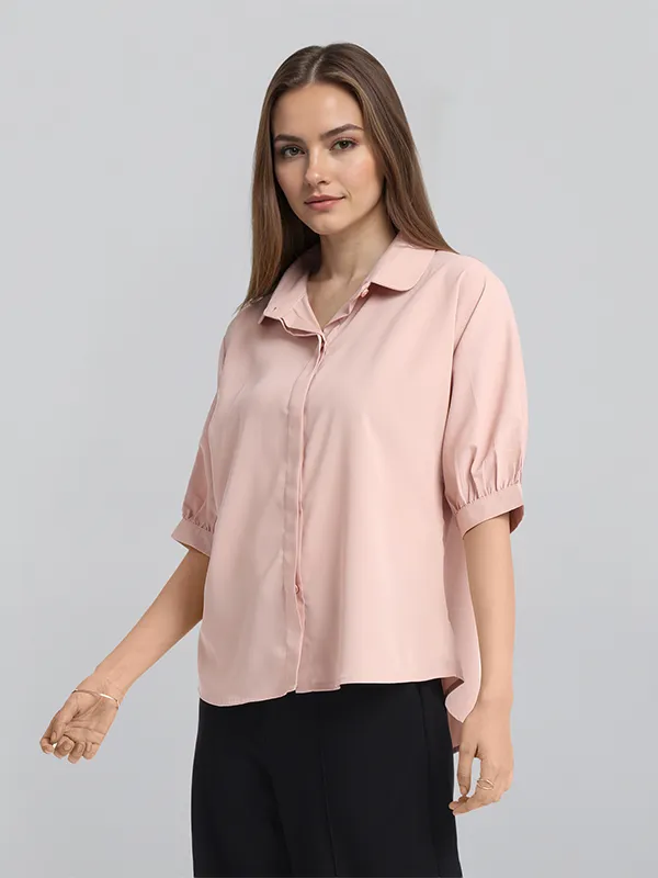 Chic By Tokyo Talkies Women Pink Solid Regular Top