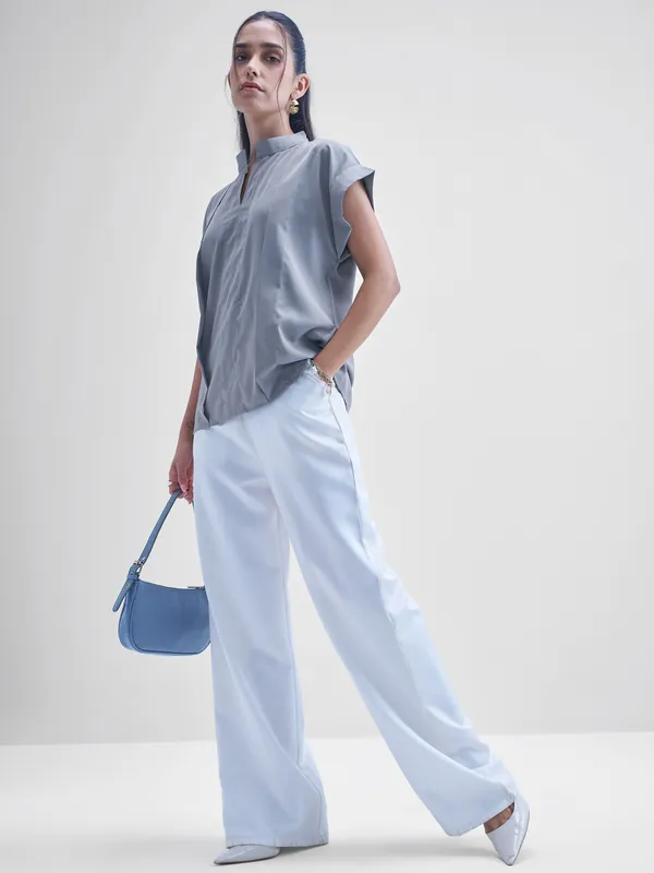 Chic By Tokyo Talkies Women Grey Solid Shirt Style Top