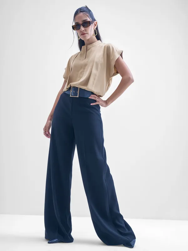 Chic By Tokyo Talkies Women Beige Solid Shirt Style Top