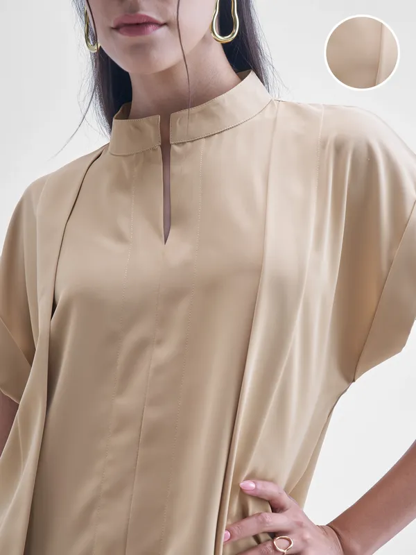 Chic By Tokyo Talkies Women Beige Solid Shirt Style Top