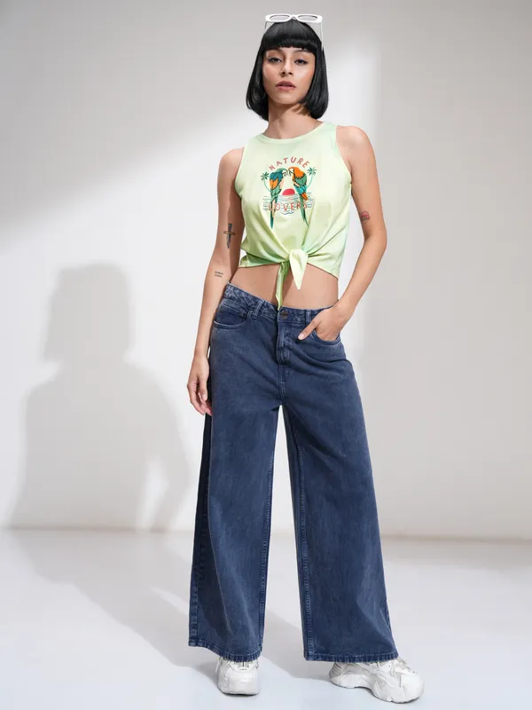 Tokyo Talkies Women Yellow Printed Regular Top