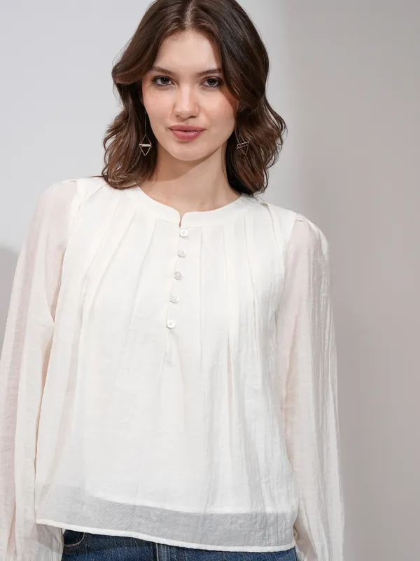 Off White Solid Peplum Top Off White Solid Peplum Top