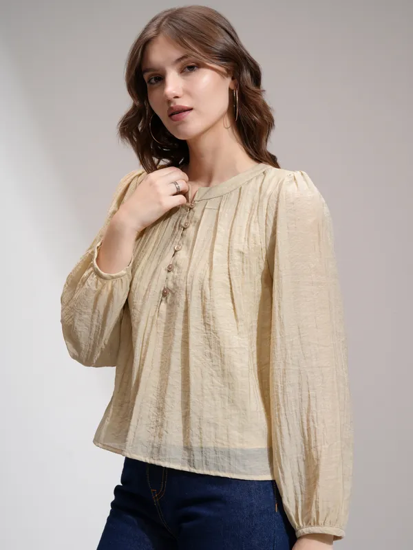 Tokyo Talies Women Khaki Solid Regular Top
