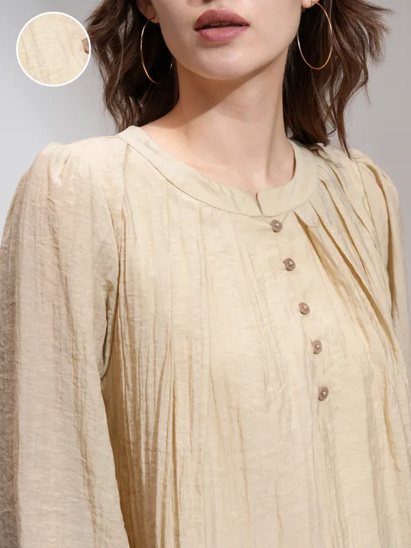 Tokyo Talies Women Khaki Solid Regular Top