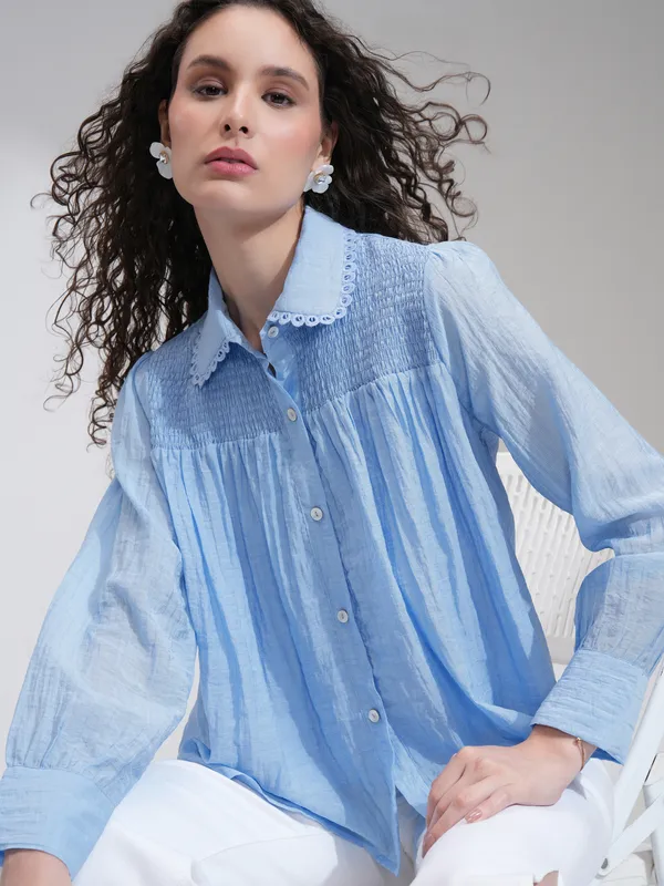 Solid Shirt Style Top