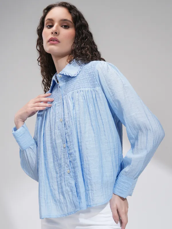 Solid Shirt Style Top