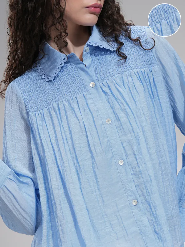 Solid Shirt Style Top