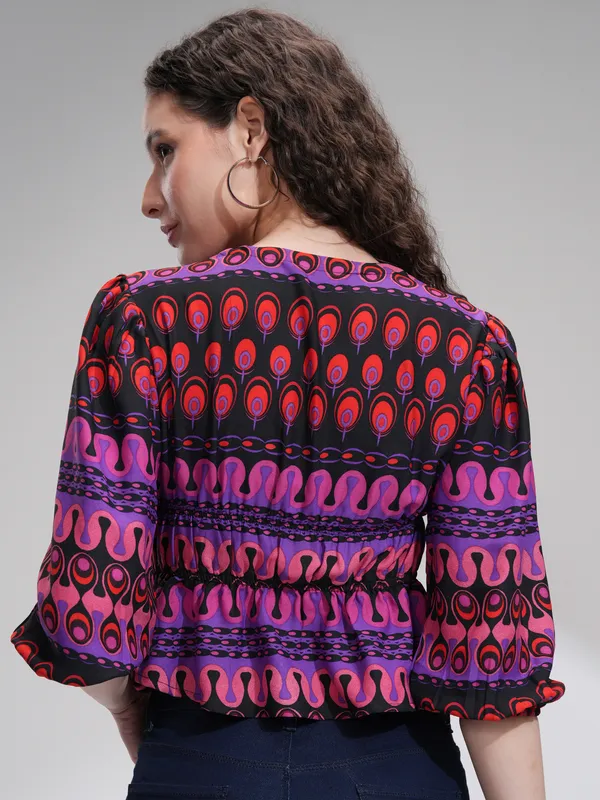 Tokyo Talkies Women Purple Printed Fitted Top