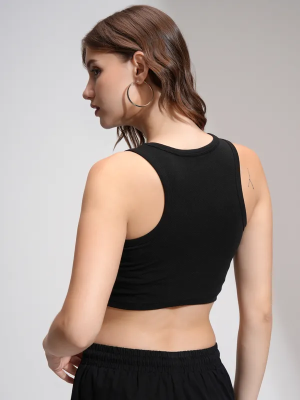Tokyo Talies Women Black Solid Tank Top