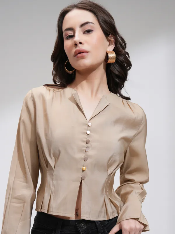 Solid Cinched Waist Top