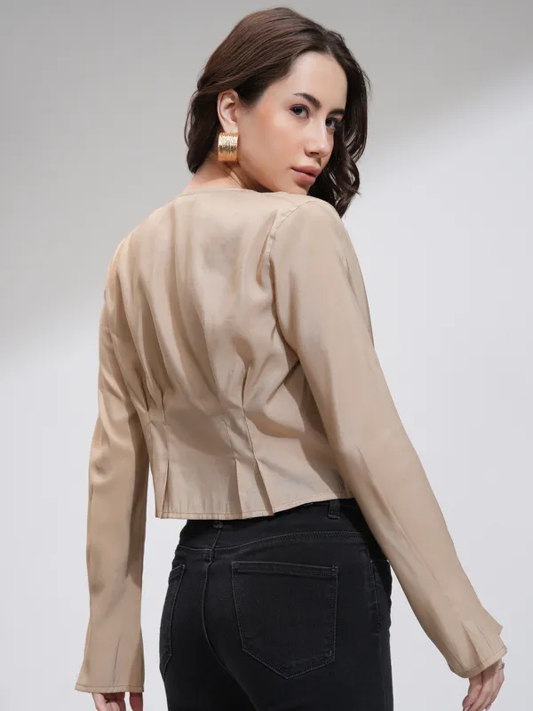 Solid Cinched Waist Top