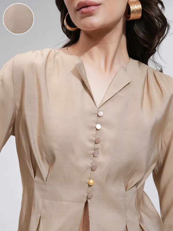 Solid Cinched Waist Top