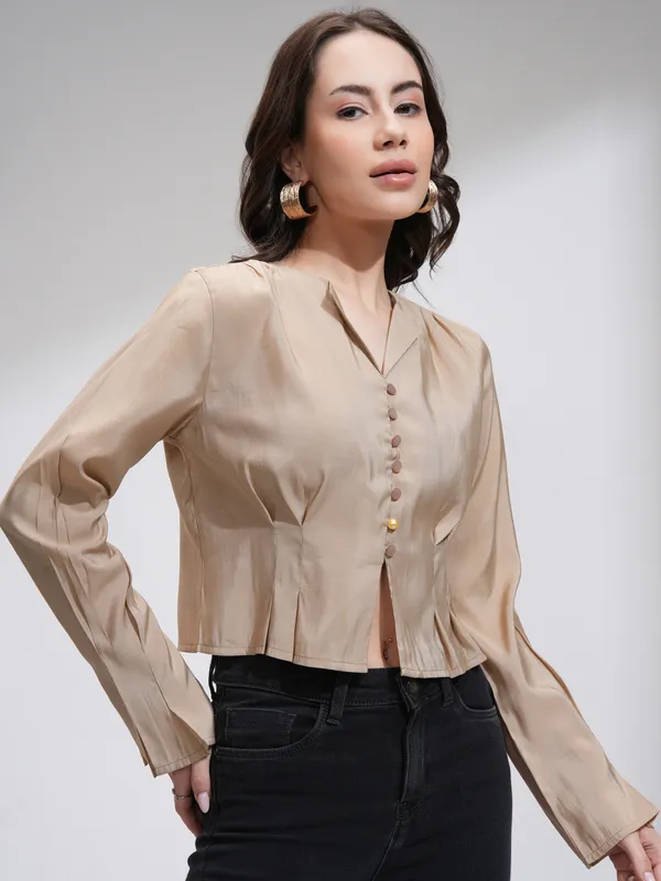 Solid Cinched Waist Top