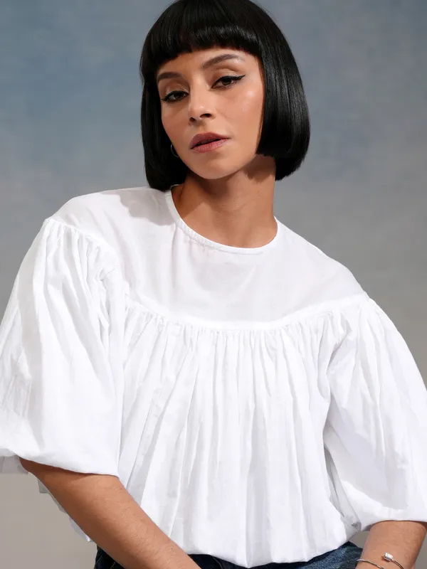 Solid Blouson Top