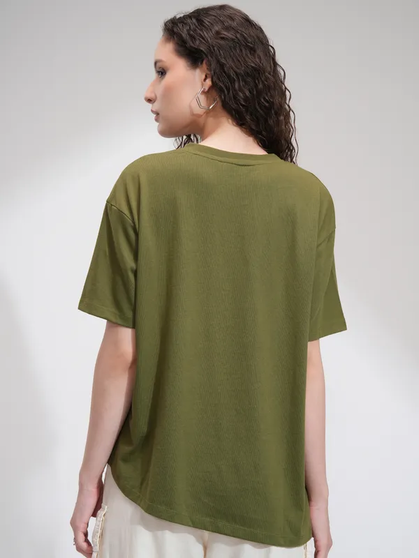 Tokyo Talkies Women Olive Solid Regular Top