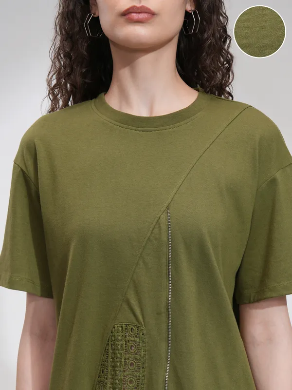 Tokyo Talkies Women Olive Solid Regular Top