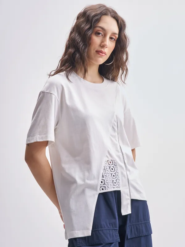 Tokyo Talkies Women White Solid Regular Top