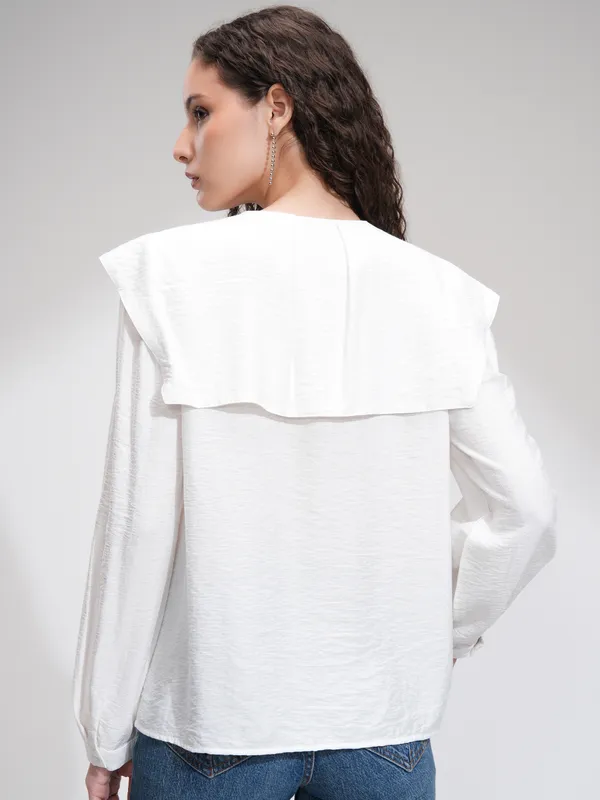 Tokyo Talkies Women White Solid Regular Top