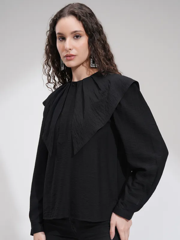 Tokyo Talkies Women Black Solid Regular Top