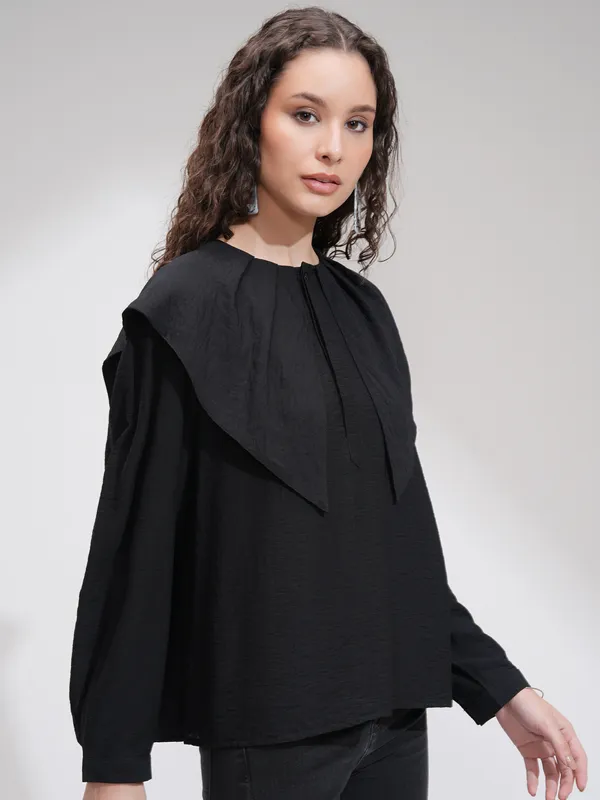 Tokyo Talkies Women Black Solid Regular Top