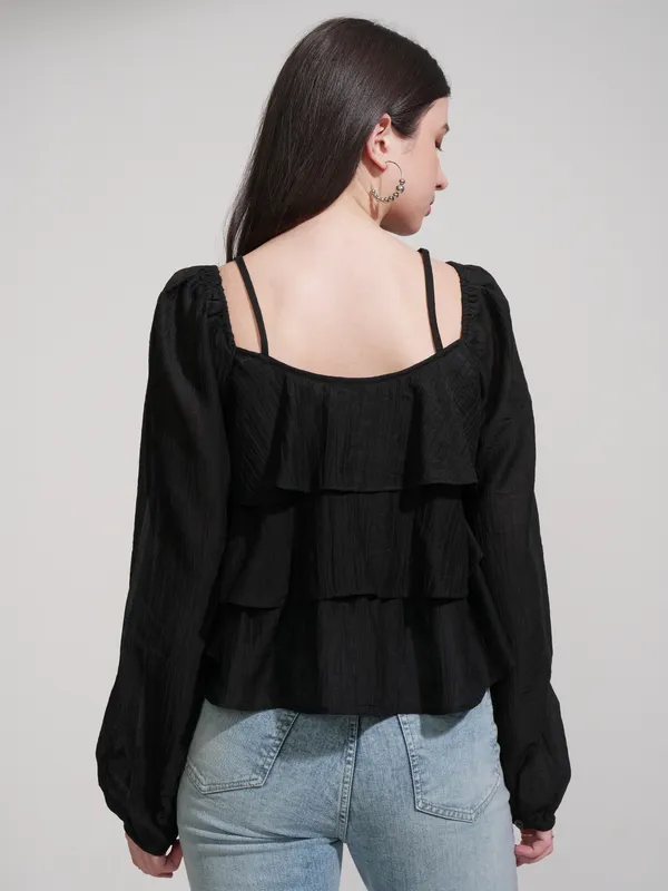 Tokyo Talkies Women Black Solid Regular Top