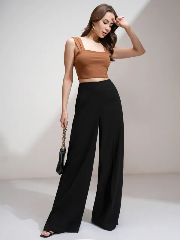 Tokyo Talkies Women Brown Solid Fitted Top