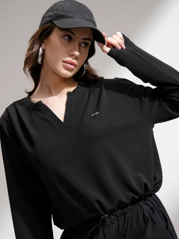 Tokyo Talkies Women Black Solid Regular Top