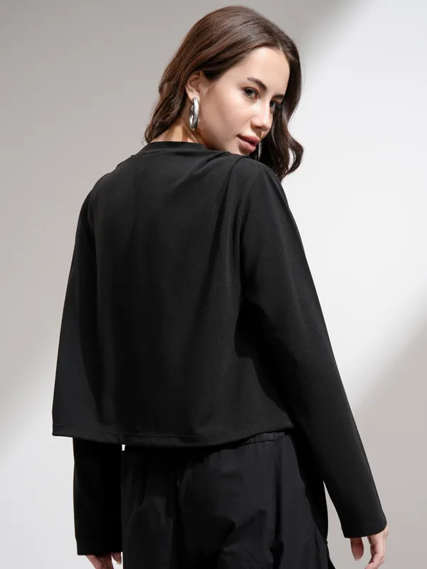 Tokyo Talkies Women Black Solid Regular Top