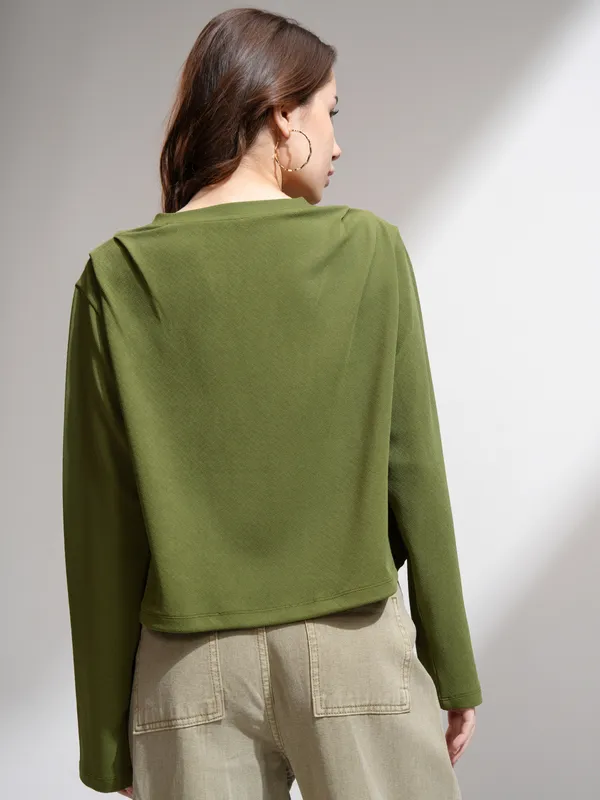 Tokyo Talkies Women Olive Solid Regular Top