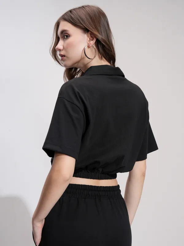 Tokyo Talkies Women Black Solid Regular Top